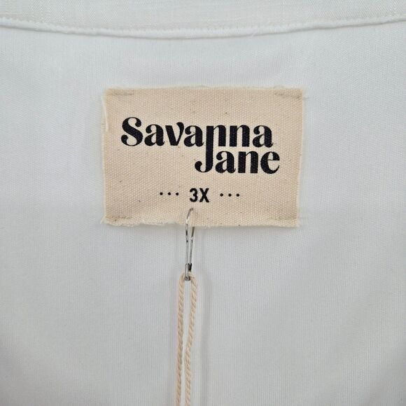 Savanna Jane NWT embroidered Boho peasant dress Size 3X white & blue - Picture 4 of 9